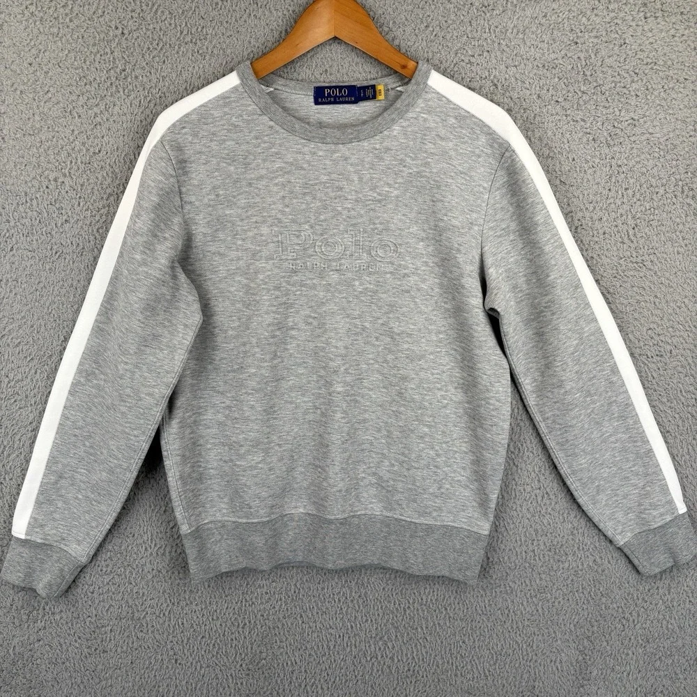 Polo Ralph Lauren Sweatshirt Mens Small Heather Gray Spell Out‎ Logo Crewneck